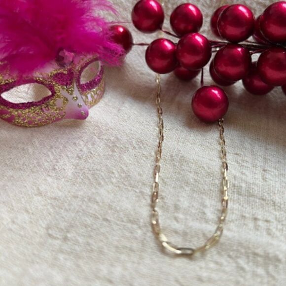 Paperclip Chain necklace 14k real gold Necklace 16 inches perfect gift - Picture 8 of 10